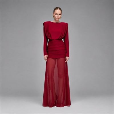 Vigdis Pleated & Tulled Maxi Dress