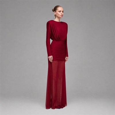 Vigdis Pleated & Tulled Maxi Dress