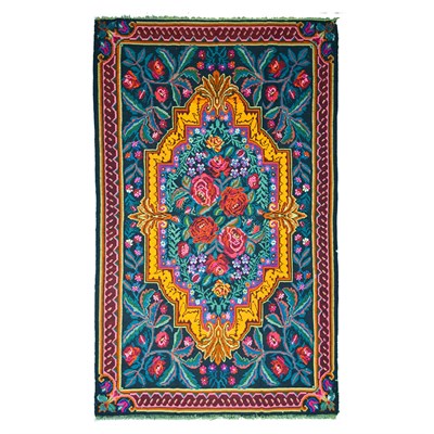Vintage Karabağ El Dokuma Kilim, Çok Renkli Çiçek Desenli 210x340 cm