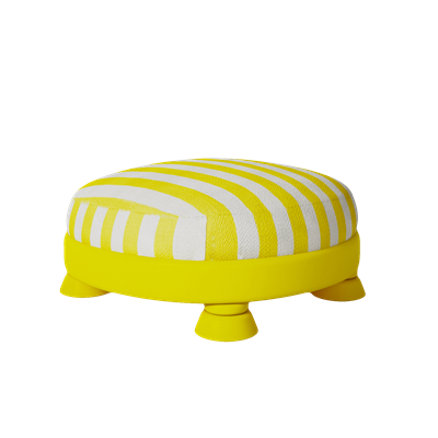 Yellow Mellow Sarı Çizgili Kumaş Puf