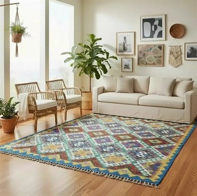 Yünden El Dokuma Afgan Kilim 125x190 cm