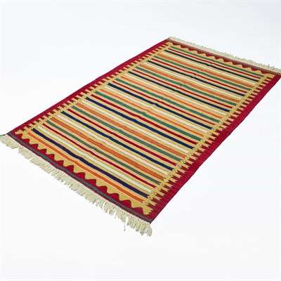 Yünden El Dokuma Çizgili Uşak Kilim 108x173 cm