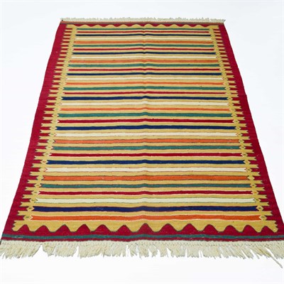 Yünden El Dokuma Çizgili Uşak Kilim 108x173 cm
