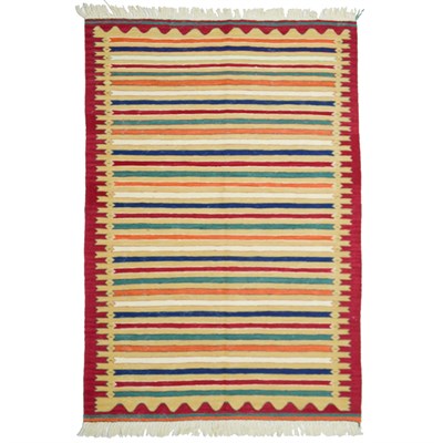 Yünden El Dokuma Çizgili Uşak Kilim 108x173 cm