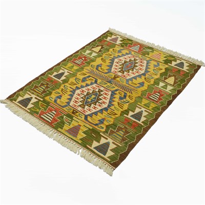 Yünden El Dokuma Uşak Kök İnce Kilim 85x110 cm