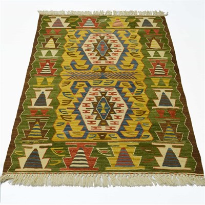 Yünden El Dokuma Uşak Kök İnce Kilim 85x110 cm