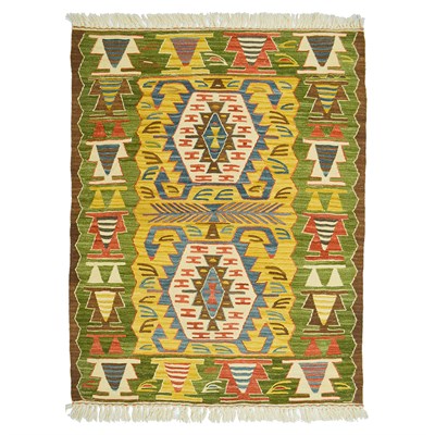 Yünden El Dokuma Uşak Kök İnce Kilim 85x110 cm