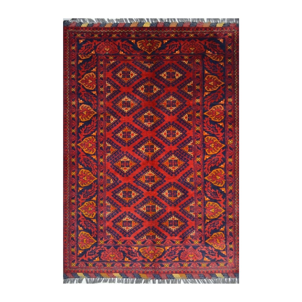 Afgan Kunduz El Dokuma Halı Bordo Renk 104x147 cm