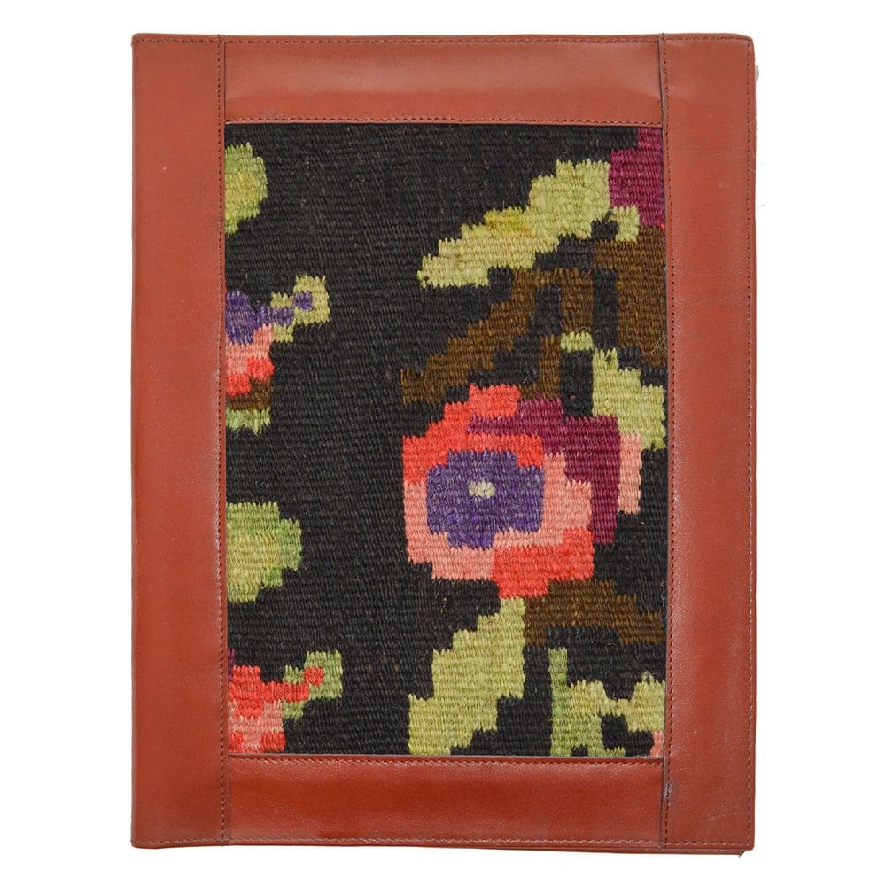 Antika Kilim Detaylı A4 Boyutunda Taba Renk Deri Organizer