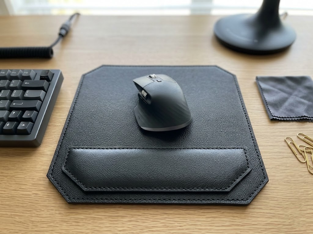 El Yapımı Gerçek Deri Siyah Mouse Pad
