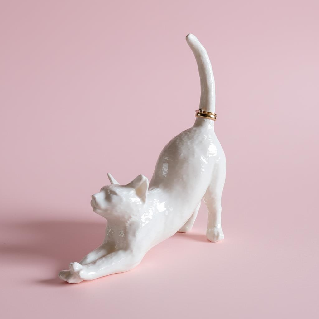 Esneyen Kedi Yüzük Düzenleyici | Beyaz