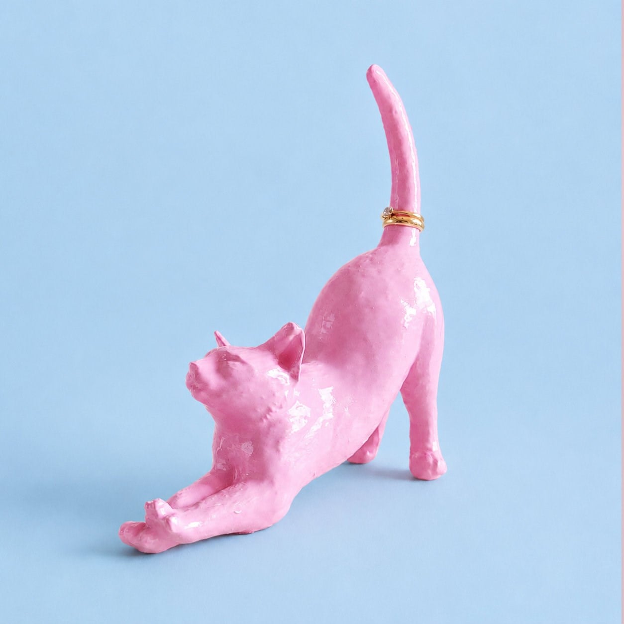 Esneyen Kedi Yüzük Düzenleyici | Pastel Pembe
