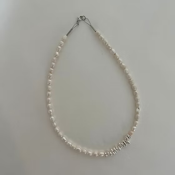 İnci & Hematit Silver - Kolye