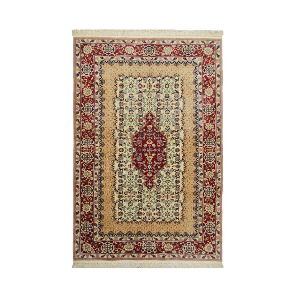 İran Saruk El Dokuma Bej ve Kırmızı Renk Yün Halı 93x150 cm