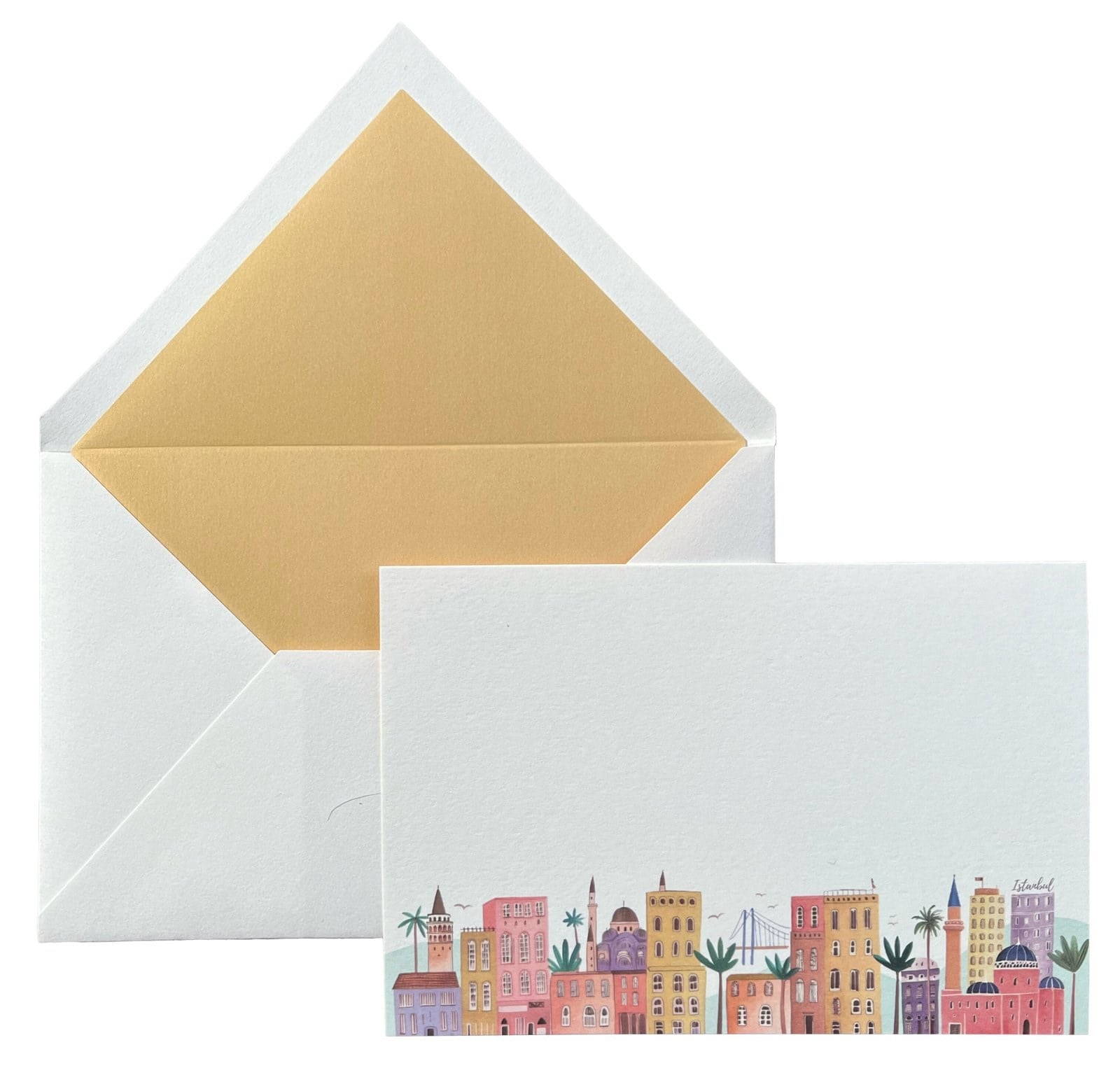 Istanbul İllüstrasyonlu Yazısız Not ve Tebrik Kartı Kartpostal 10'lu Kutu