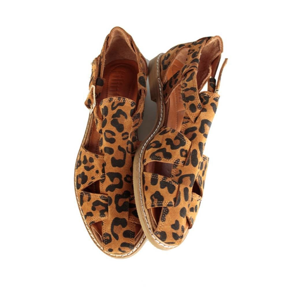 Leopar Kadın Süet Sandalet