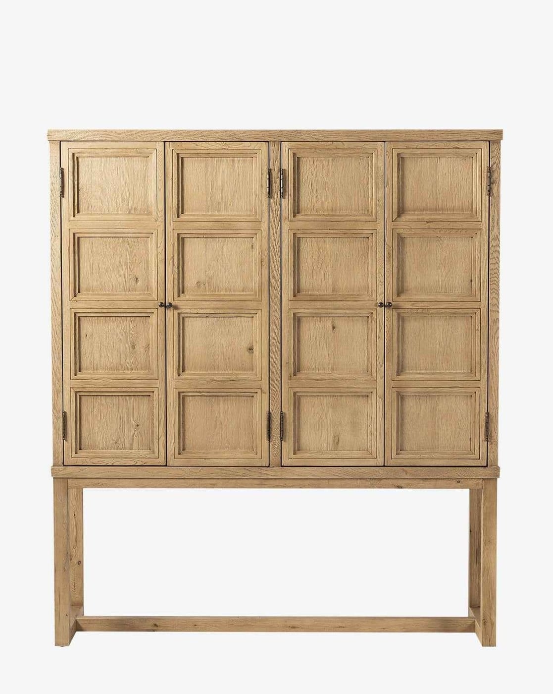 Meşe Kabinet Yıpranmış Meşe Bronz Kulplu