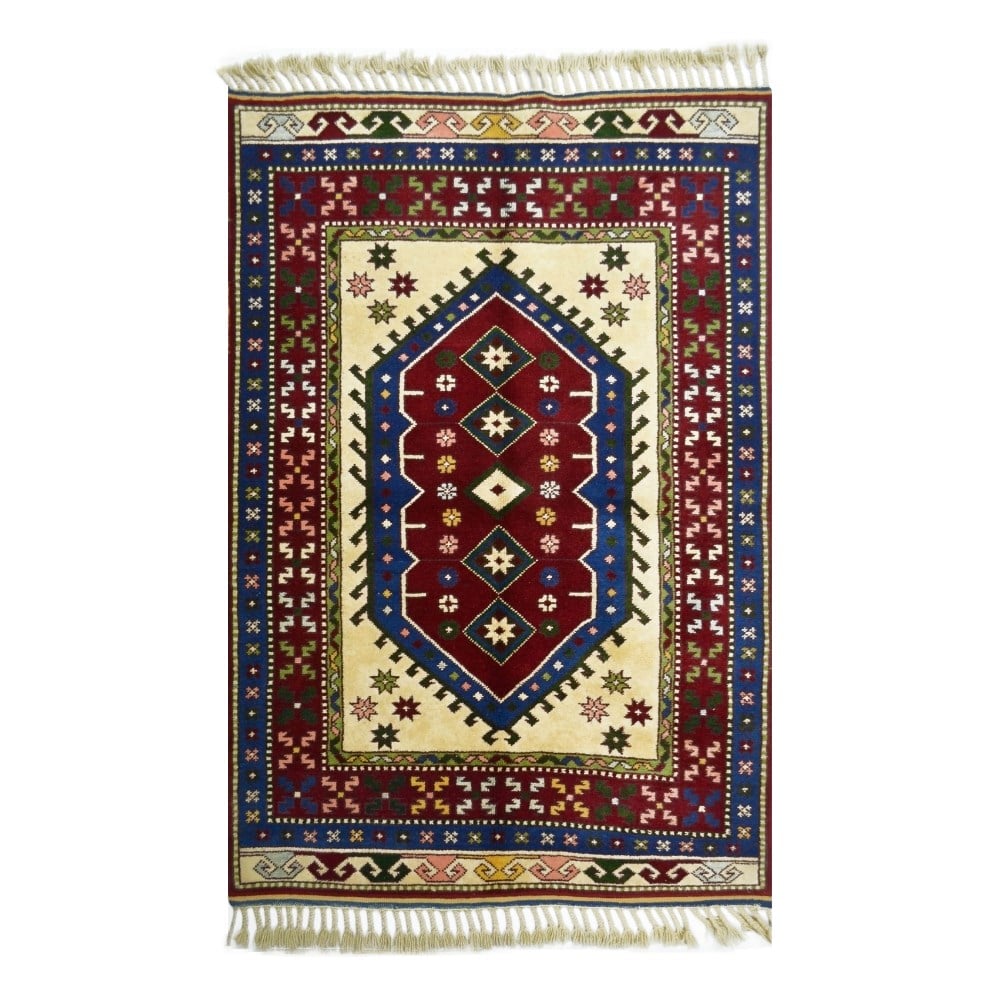 Orijinal Sümerbank Yörük Halısı Bej, Lacivert ve Bordo Renk 105x148 cm