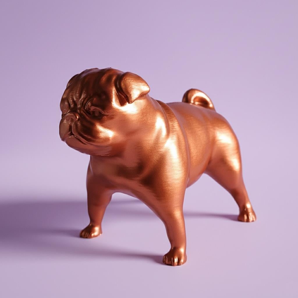 Pug Köpek Figürü | Bakır
