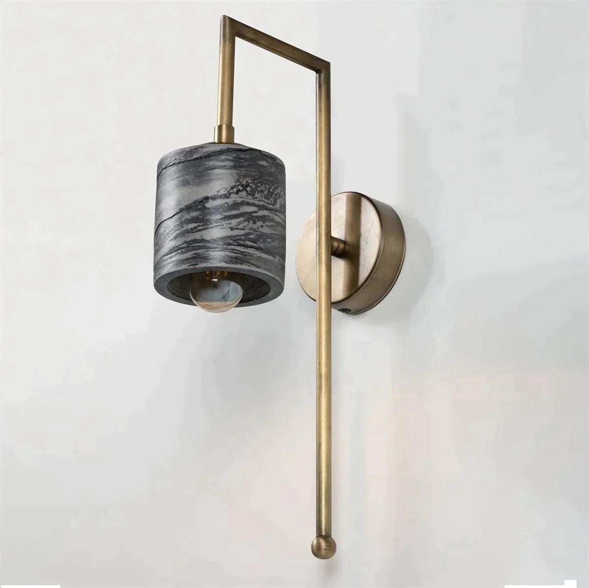 Siyah Mermer Desenli Bronz Metal Detaylı Duvar Aplik