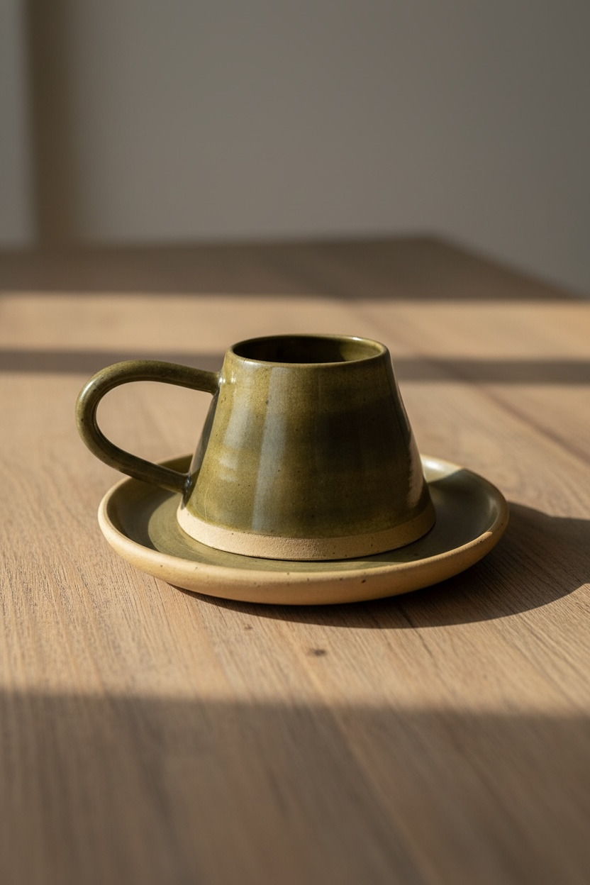 Stoneware Yağ Yeşili Fincan Takımı