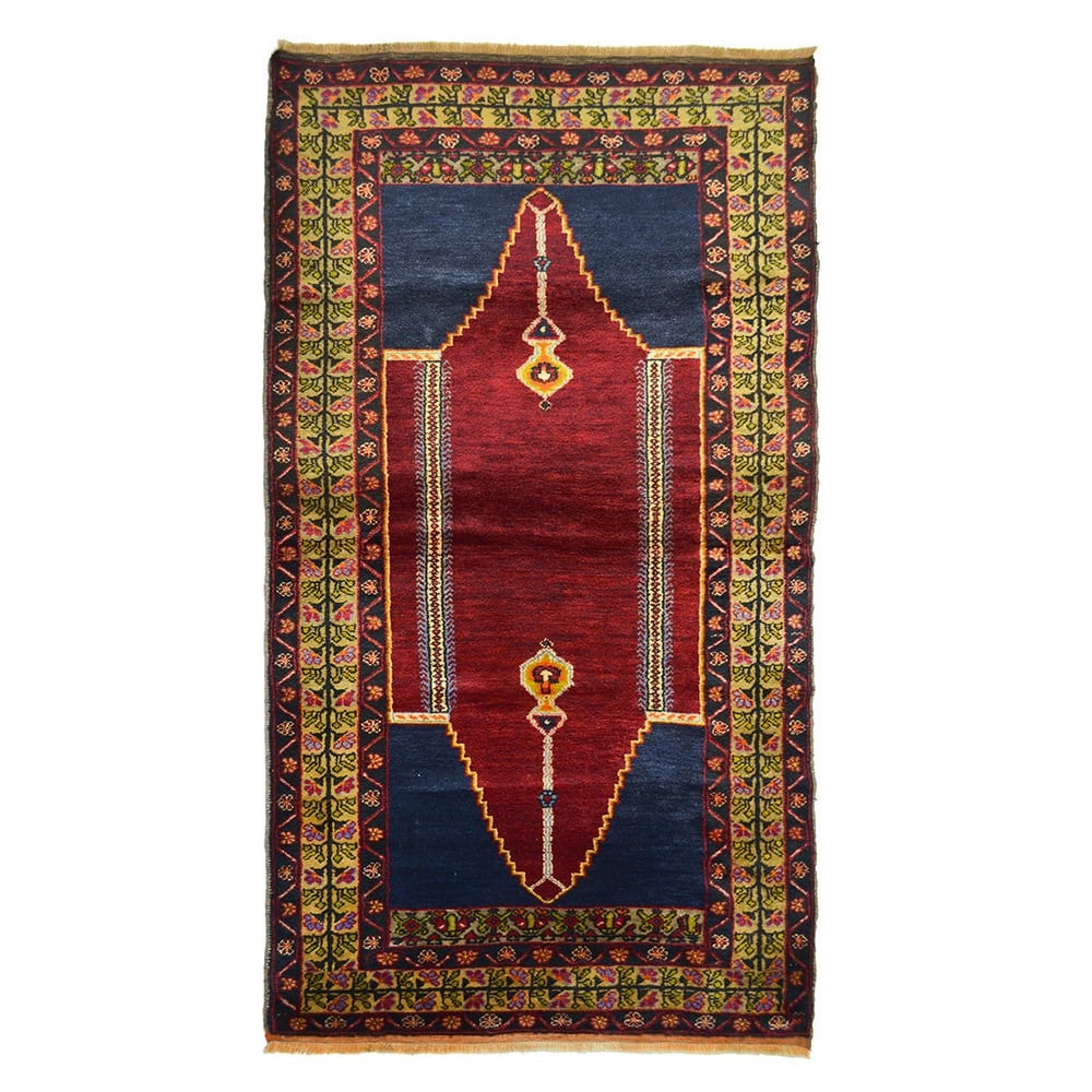 Vintage Adana El Dokuma Halısı, Simetrik Mihraplı 110x215 cm