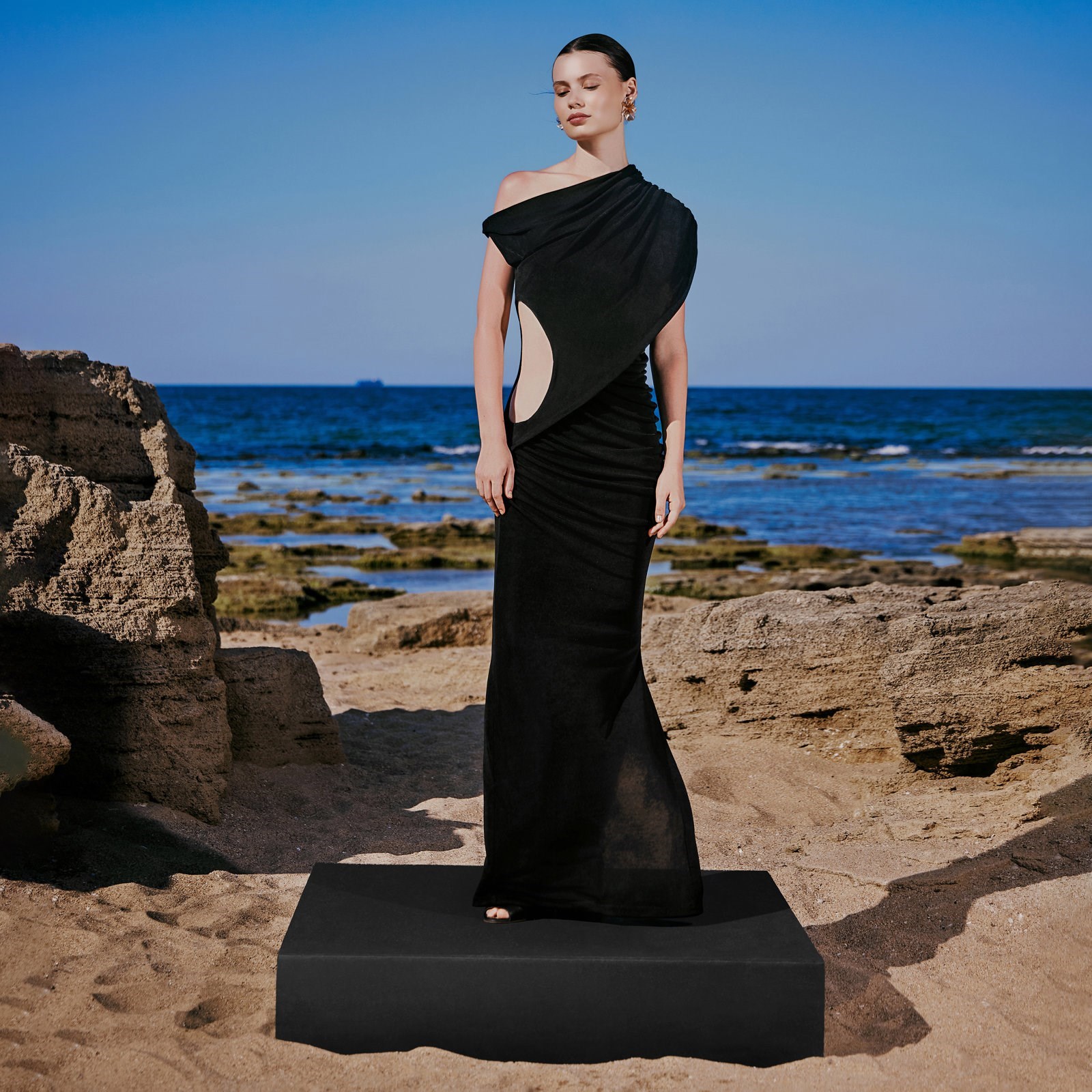 Ylva Cut-out Detailed & Ruched Maxi Dress