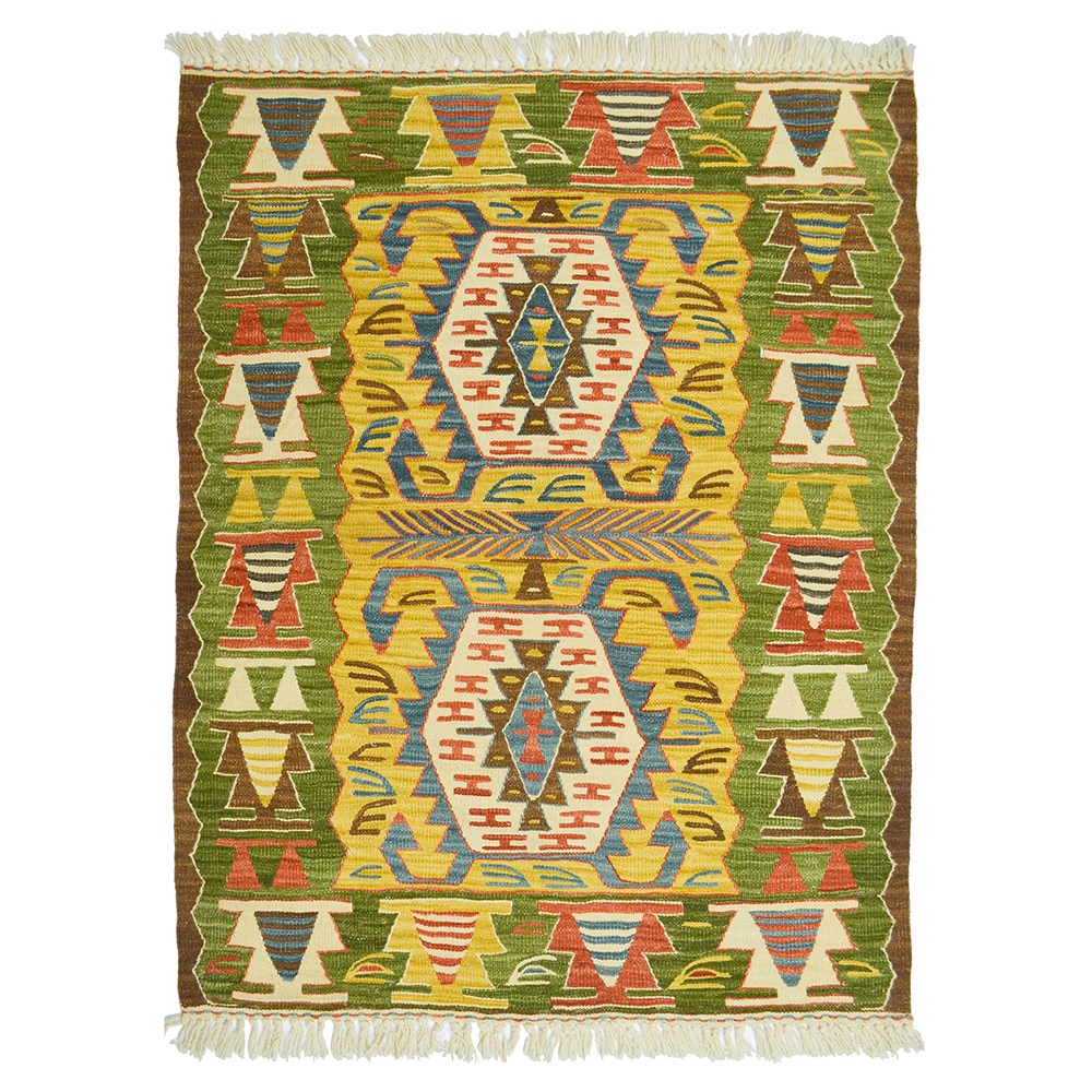 Yünden El Dokuma Uşak Kök İnce Kilim 85x110 cm