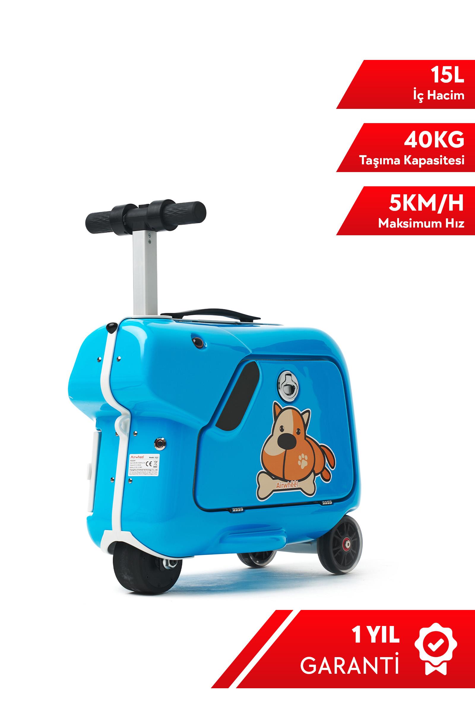 Airwheel SQ3 Çocuklar İçin Elektrikli Binilebilir Scooter Valiz - Mavi