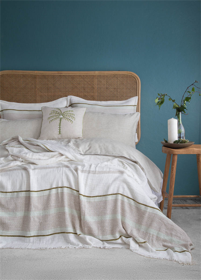 Çift Kişilik Cali Olive Pamuk Yatak Örtüsü Nevresim Seti