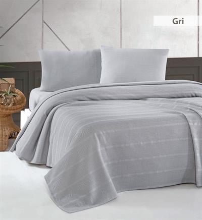 KB TEK KİŞİLİK PAMUKLU PİKE GRİ 160X230 - PIKE