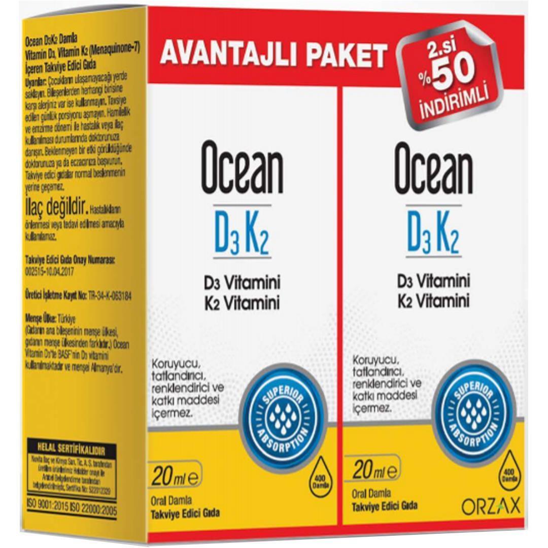 Orzax Ocean D3 K2 20 ml Takviye Edici Gıda Avantajlı Paket - Dermohavan.com