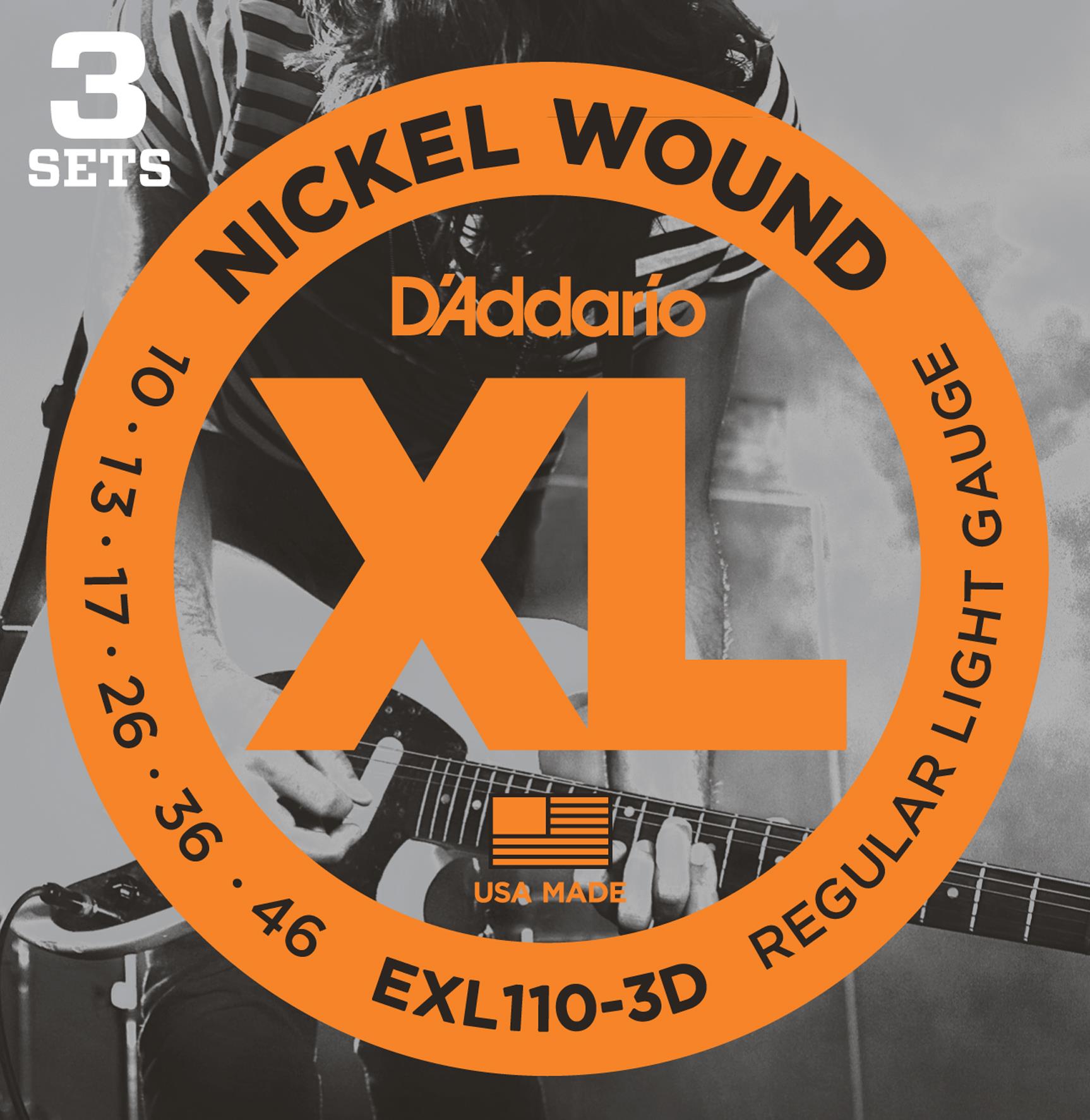 DADDARIO EXL110-3D (3 SET) ELEKTRO GİTAR TEL SETİ, XL, 10-46, REGULAR LIGHT
