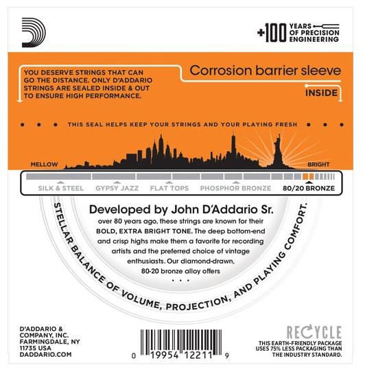 DADDARIO EJ10 AKUSTİK GİTAR TEL SETİ, 10-47, 80/20 BRONZE, EXTRA LIGHT