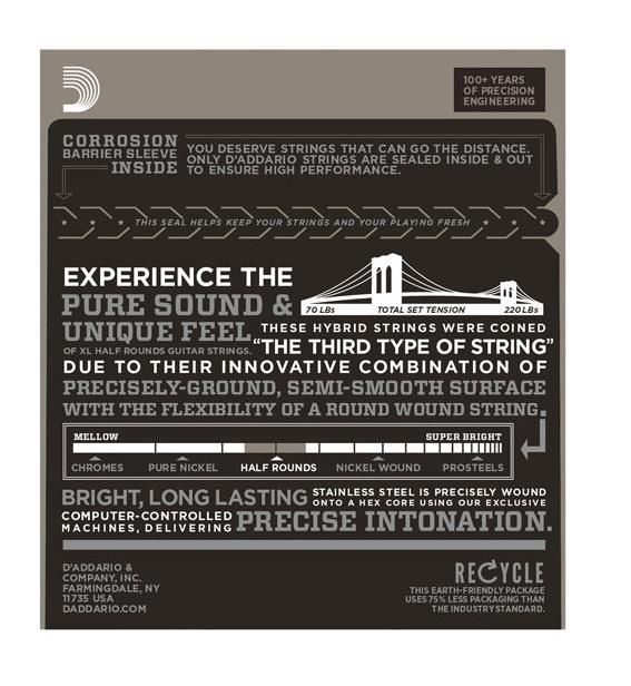 DADDARIO EHR350 ELEKTRO GİTAR TEL SETİ, 12-52, HALF ROUNDS, JAZZ LITE