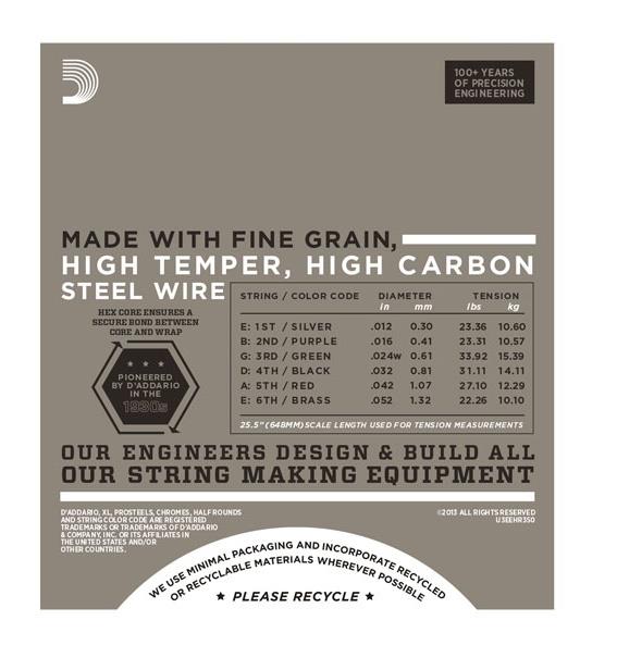 DADDARIO EHR350 ELEKTRO GİTAR TEL SETİ, 12-52, HALF ROUNDS, JAZZ LITE