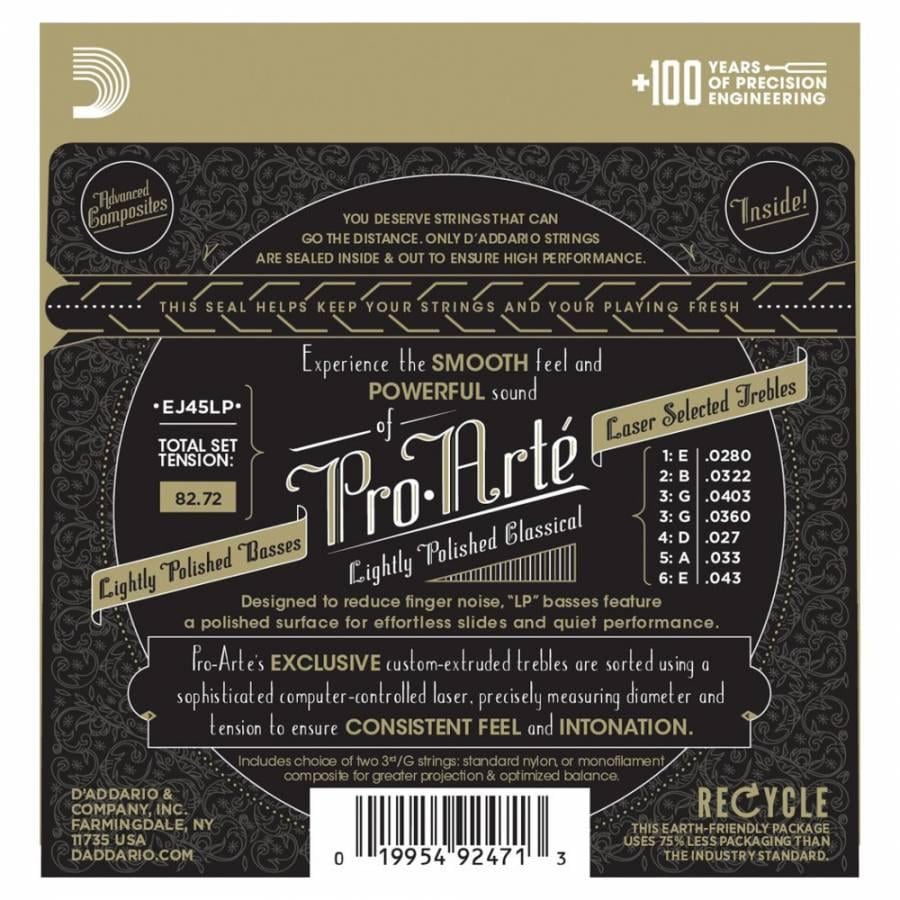 DADDARIO EJ45LP PRO-ARTE KLASİK GİTAR TEL SETİ, LIGHTLY POLISHED