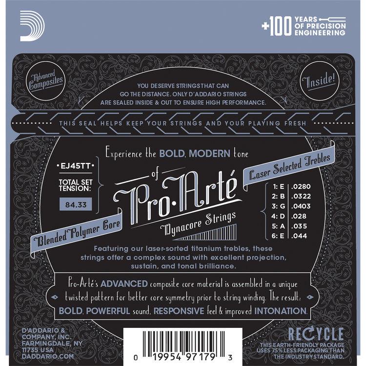 DADDARIO EJ45TT PRO-ARTE KLASİK GİTAR TEL SETİ, DYNACORE, TITANIUM, NORMAL TENSION