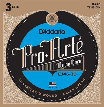 DADDARIO EJ46-3D PRO-ARTE KLASİK GİTAR TEL SETİ, 3LÜ PAKET, HARD TENSION