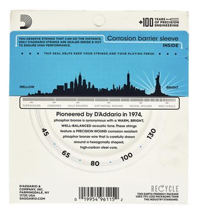 DADDARIO EPBB170-5 AKUSTİK BAS GİTAR TEL SETİ, LONG SCALE, 45-130, PHOSPHOR BRONZE