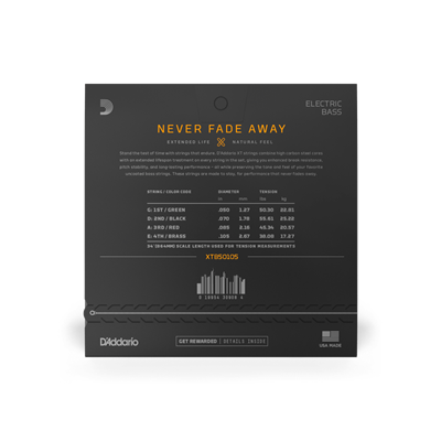 DADDARIO XTB50105 BASS GİTAR TEL SETİ, XT, 50-105, 4 TELLİ