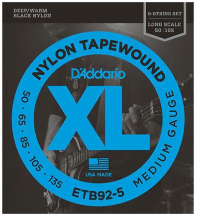 DADDARIO ETB92 BASS GİTAR TEL SETİ, 5 TELLİ, 50-105, XL NYLON TAPEWOUND, MEDIUM