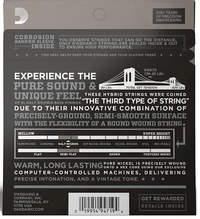 DADDARIO ENR70 BASS GİTAR TEL SETİ, HALF ROUND BASS, REGULAR LIGHT