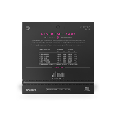 DADDARIO XTB45130 BASS GİTAR TEL SETİ, XT, 45-130, 5 TELLİ, LONG SCALE