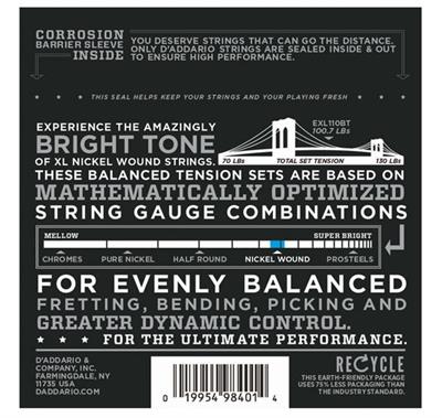 DADDARIO EXL120BT ELEKTRO GİTAR TEL SETİ, XL, 9-40, NICKEL WOUND