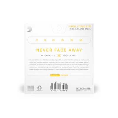 DADDARIO XSE0946 ELEKTRO GİTAR TEL SETİ, XS, 09-46, SUPER LIGHT TOP/REGULAR BOTTOM COATED