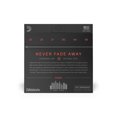 DADDARIO XTE1052 ELEKTRO GİTAR TEL SETİ, XT, 10-52, LIGHT TOP/HEAVY BOTTOM COATED
