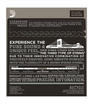 DADDARIO EHR350 ELEKTRO GİTAR TEL SETİ, 12-52, HALF ROUNDS, JAZZ LITE