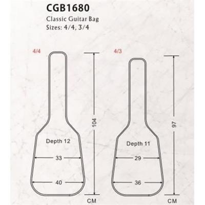 KLASİK GİTAR KILIFI, SCALE 4/4, SİYAH+ RENK, 600D