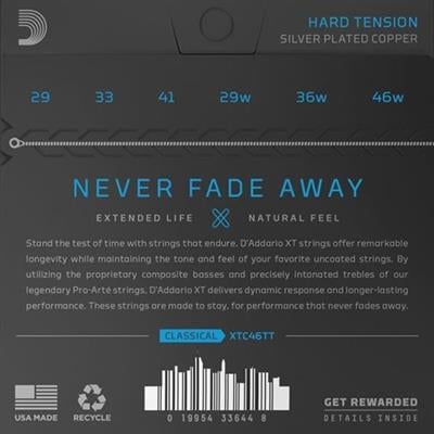 DADDARIO XTC46TT KLASİK GİTAR TEL SETİ, TITANIUM, HARD TENSION